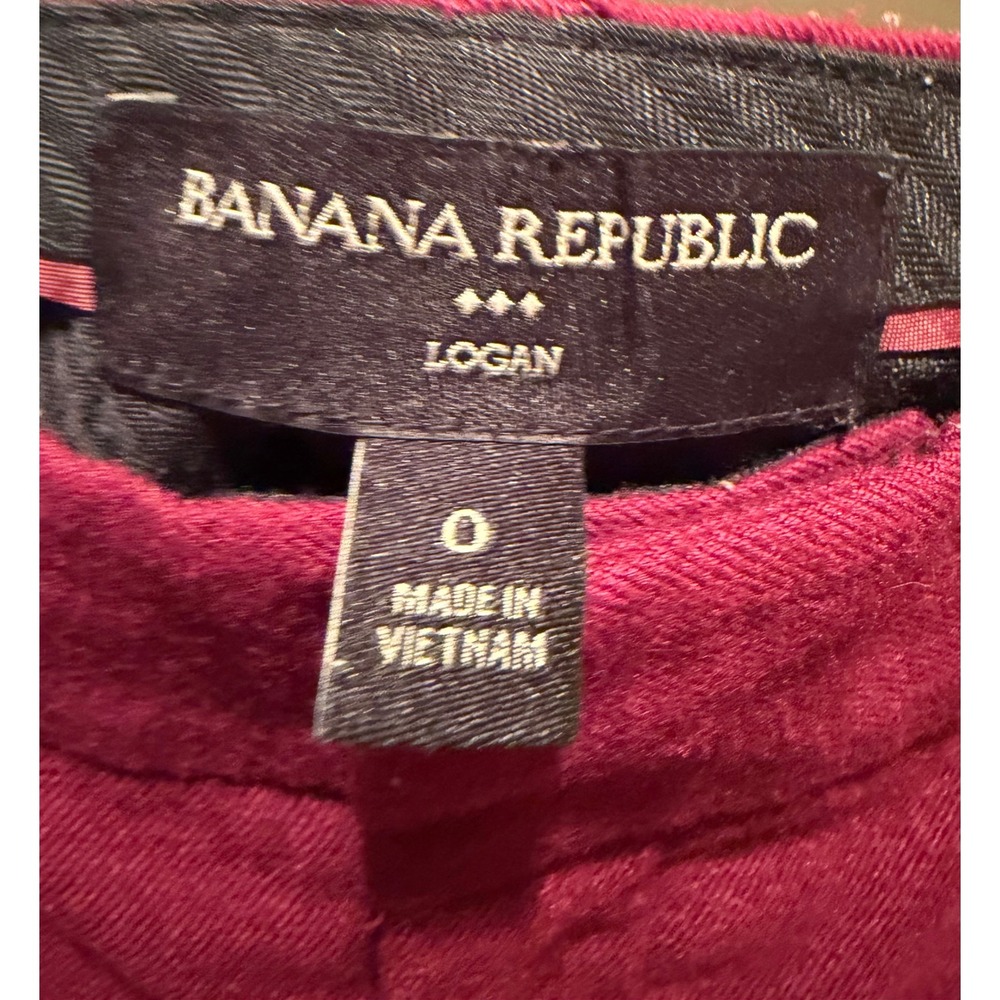 Banana Republic Logan Dress Pants Burgundy Straight Leg Trousers Womens 0 - Picture 2 of 6